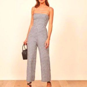 Reformation *New* Linen Gingham Jumpsuit Size 8